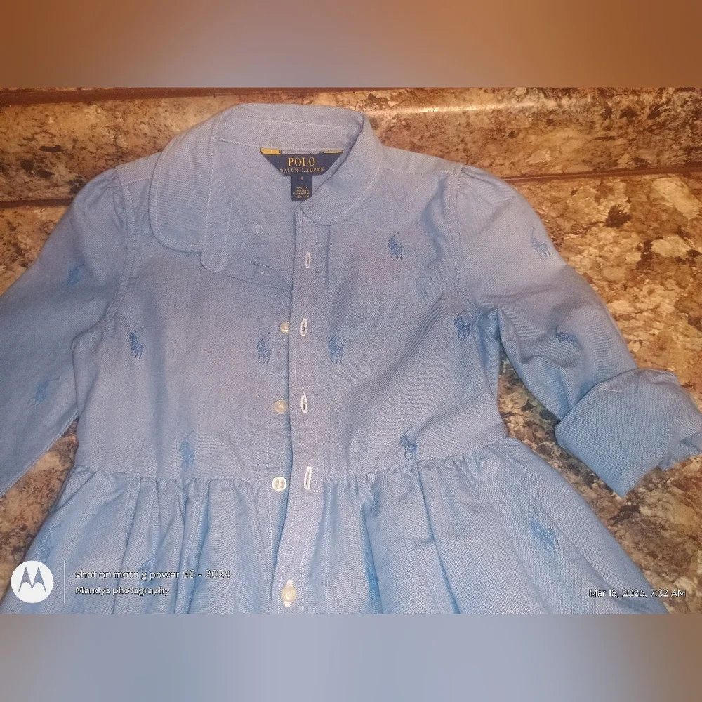 Ralph Lauren Polo Girls Pony Print Dress Denim Size 5 New - Picture 5 of 5